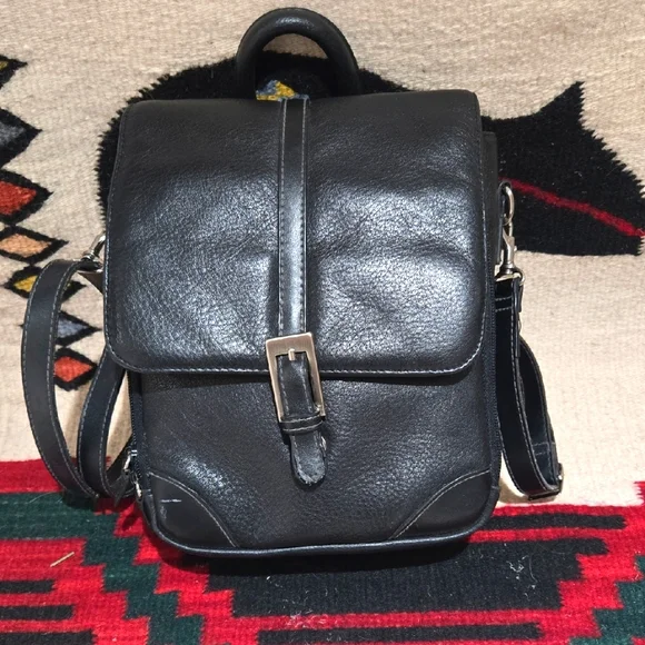 St Johns Bay Black Pebbled Genuine Leather Convertible Sling Backpack Bag St. John main image 4